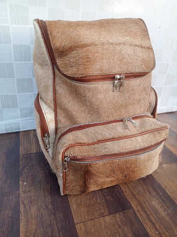 Cowhide backpack in brown