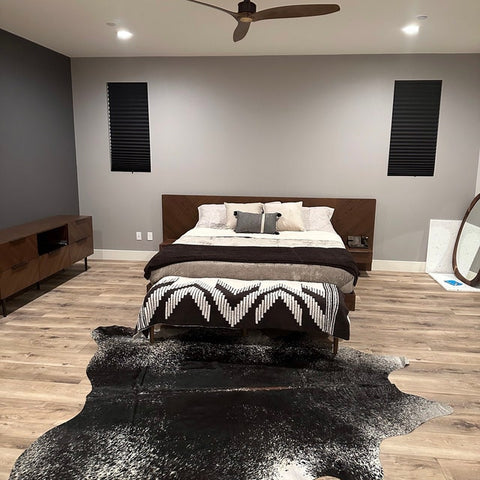 Discover a unique look and texture for your home decor with our premium salt and pepper cowhide rugs. 