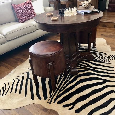 Zebra cowhide rug