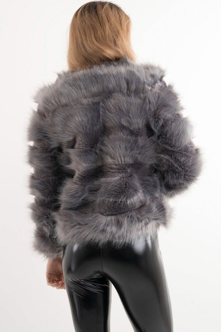 zara grey fur coat