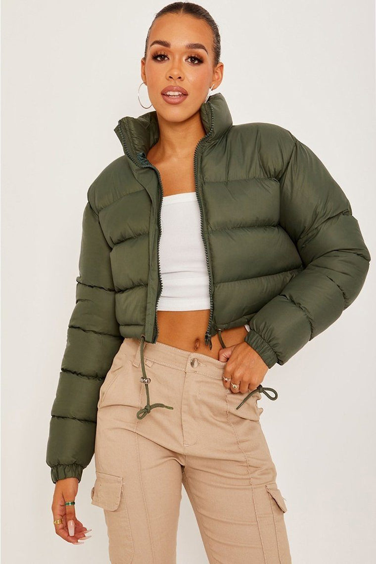 olive green down jacket