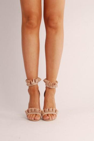 nude frill heels