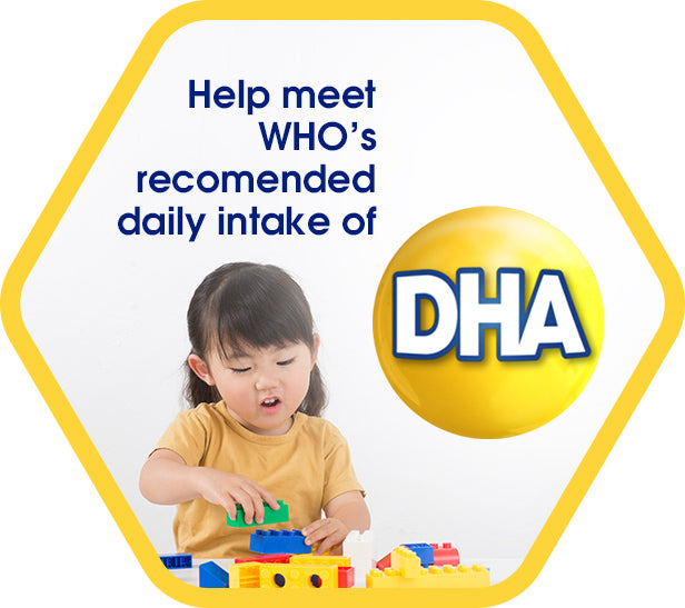 Help meet WHO's recommended daily intake of DHA - a girl playing with building blocks