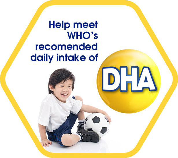 Help meet WHO's recommended daily intake of DHA - a boy holding a football