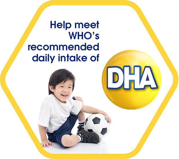 Help meet WHO's recommended daily intake of DHA - a boy holding a football