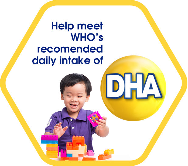 Help meet WHO's recommended daily intake of DHA - a boy playing with building blocks