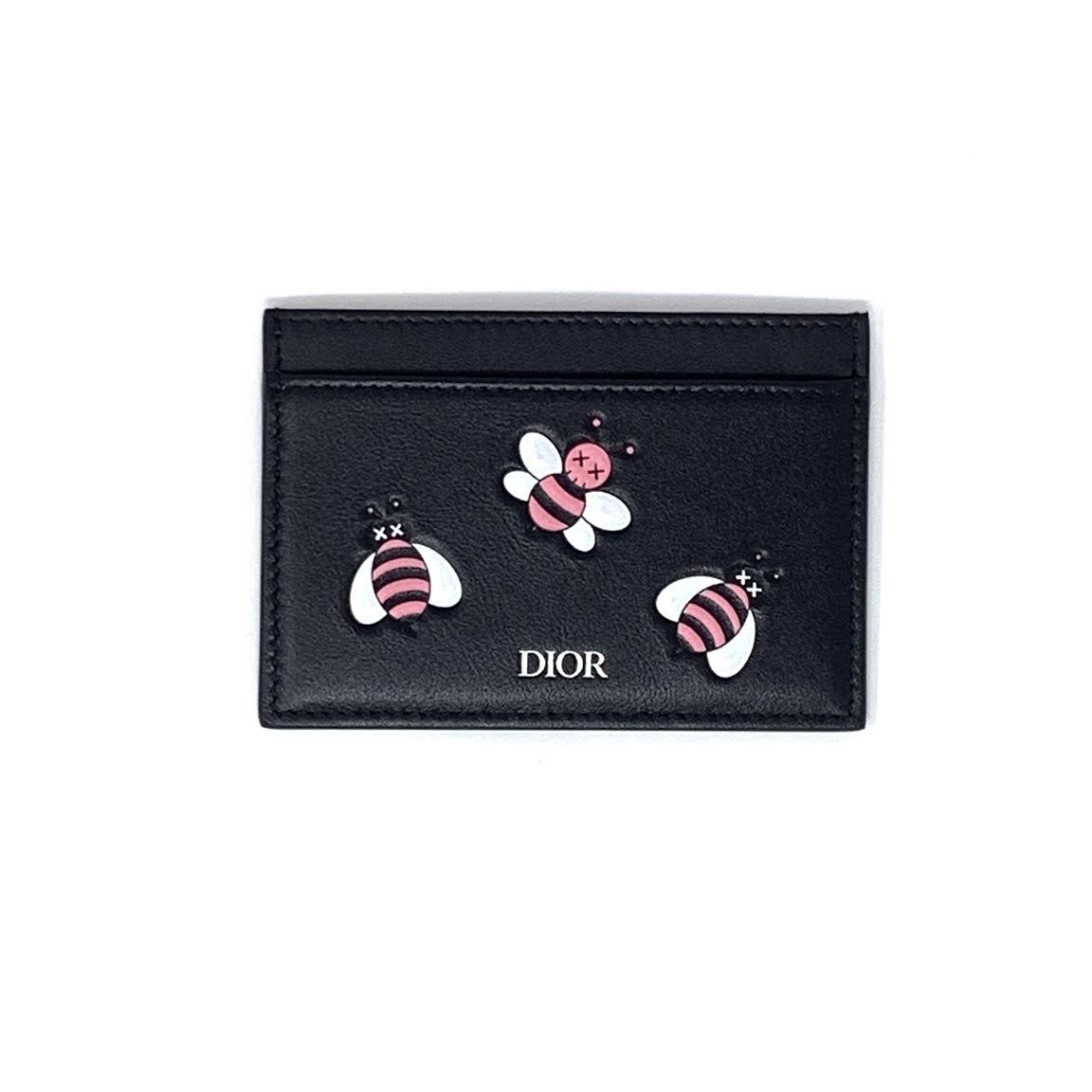 dior x kaws black card holder with pink bees