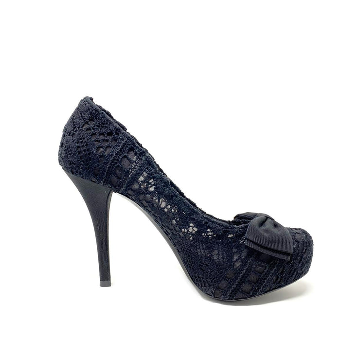 Dolce & Gabbana Lace Platform Pumps w/ Bow - Size 