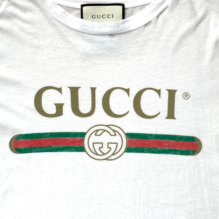 Gucci Distressed Logo T-Shirt - Size XS