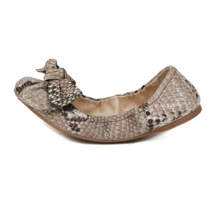 snakeskin ballerina flats