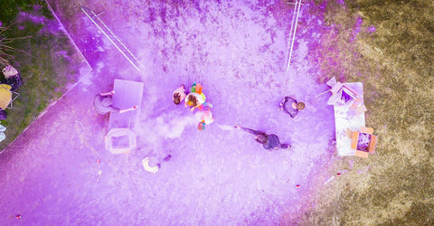 Ariel shot of purple colour powder station