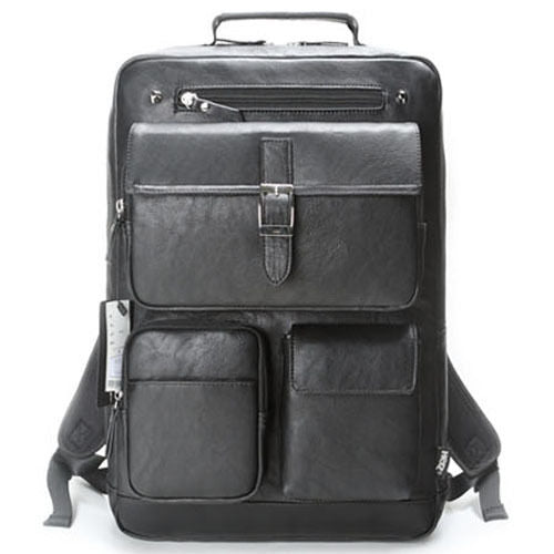 black faux leather backpack mens