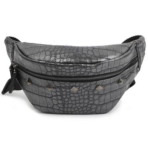 Dickfist Mens Studded Faux Leather Fanny Pack Womens Waist Pack Bag