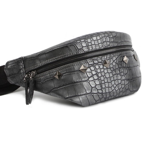 Dickfist Mens Studded Faux Leather Fanny Pack Womens Waist Pack Bag