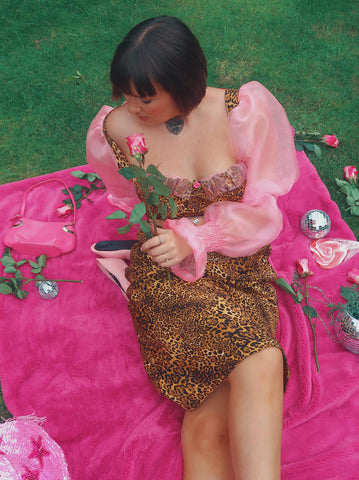 delta of phoenix lucy jane fashion leopard print corset set princess puff sleeves