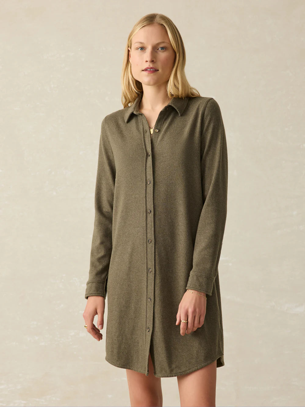 Faherty | Legend Sweater Dress -  Olive Melange Twill