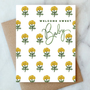 Yellow Floral - Baby Card - The Proctor Mercantile