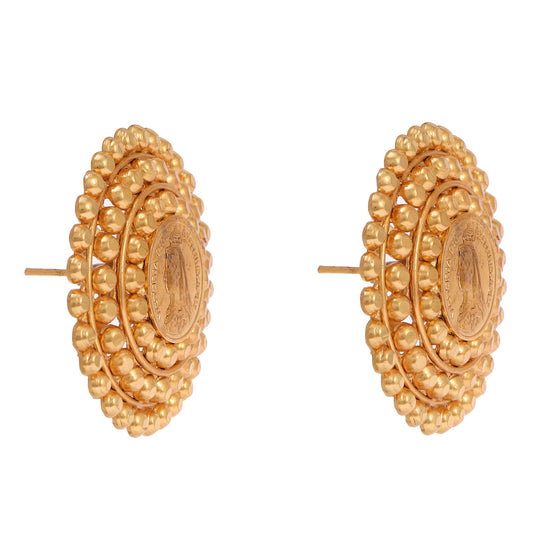 Royal Traditional Gold Round Stud Earrings