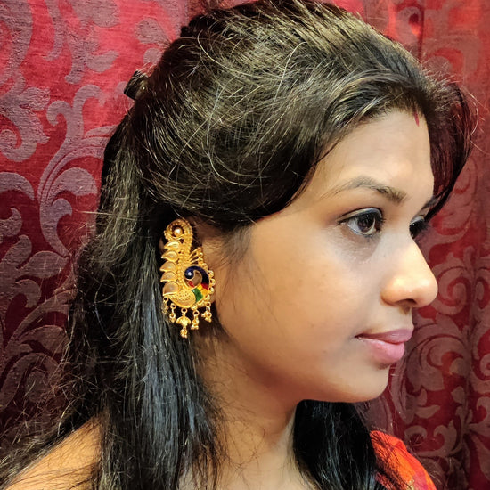 22K Gold Plated Indian Full Ear Earrings With Jhumka Gorgeous Bridal Set d  | eBay