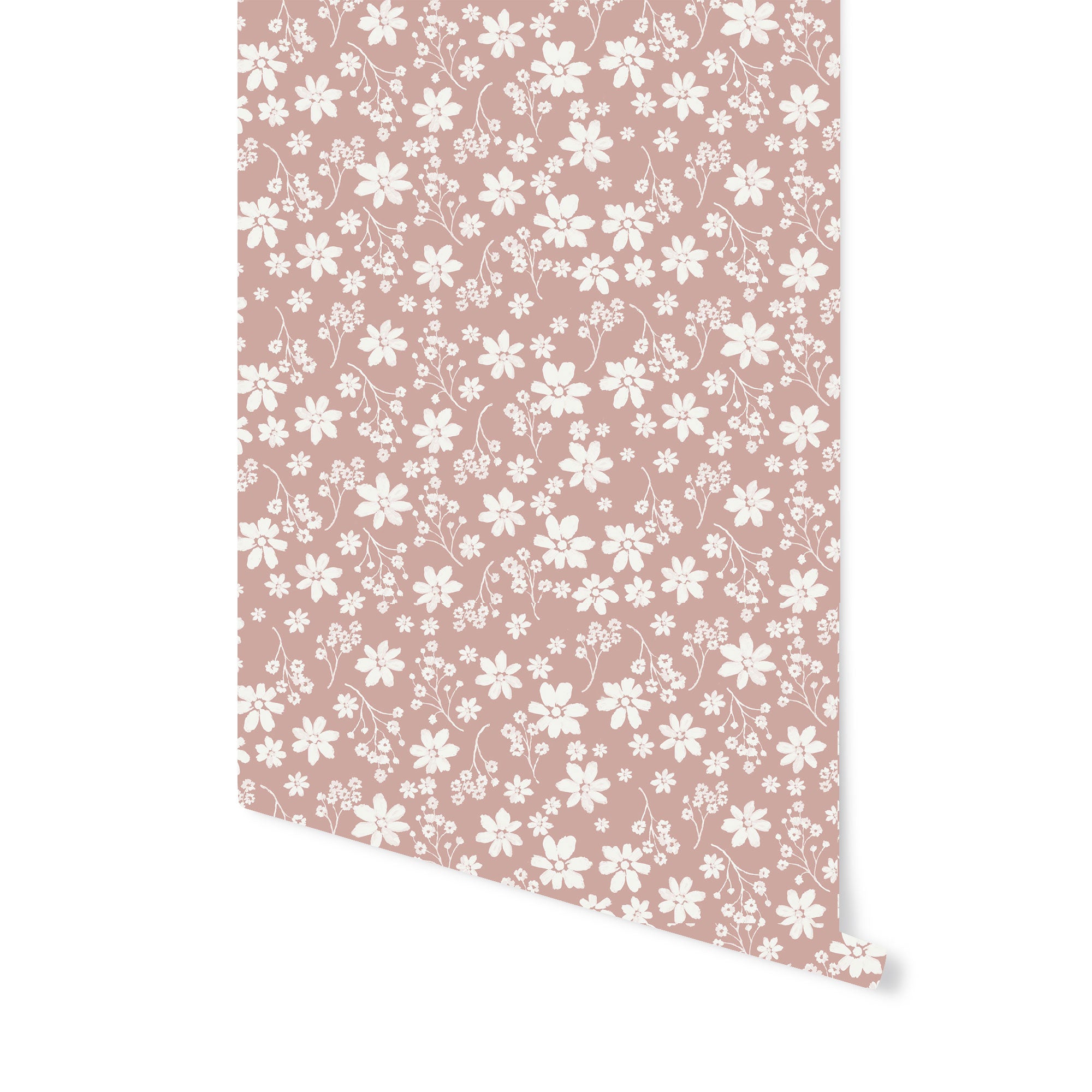 Zoe Floral Wallpaper in Dusty Pink