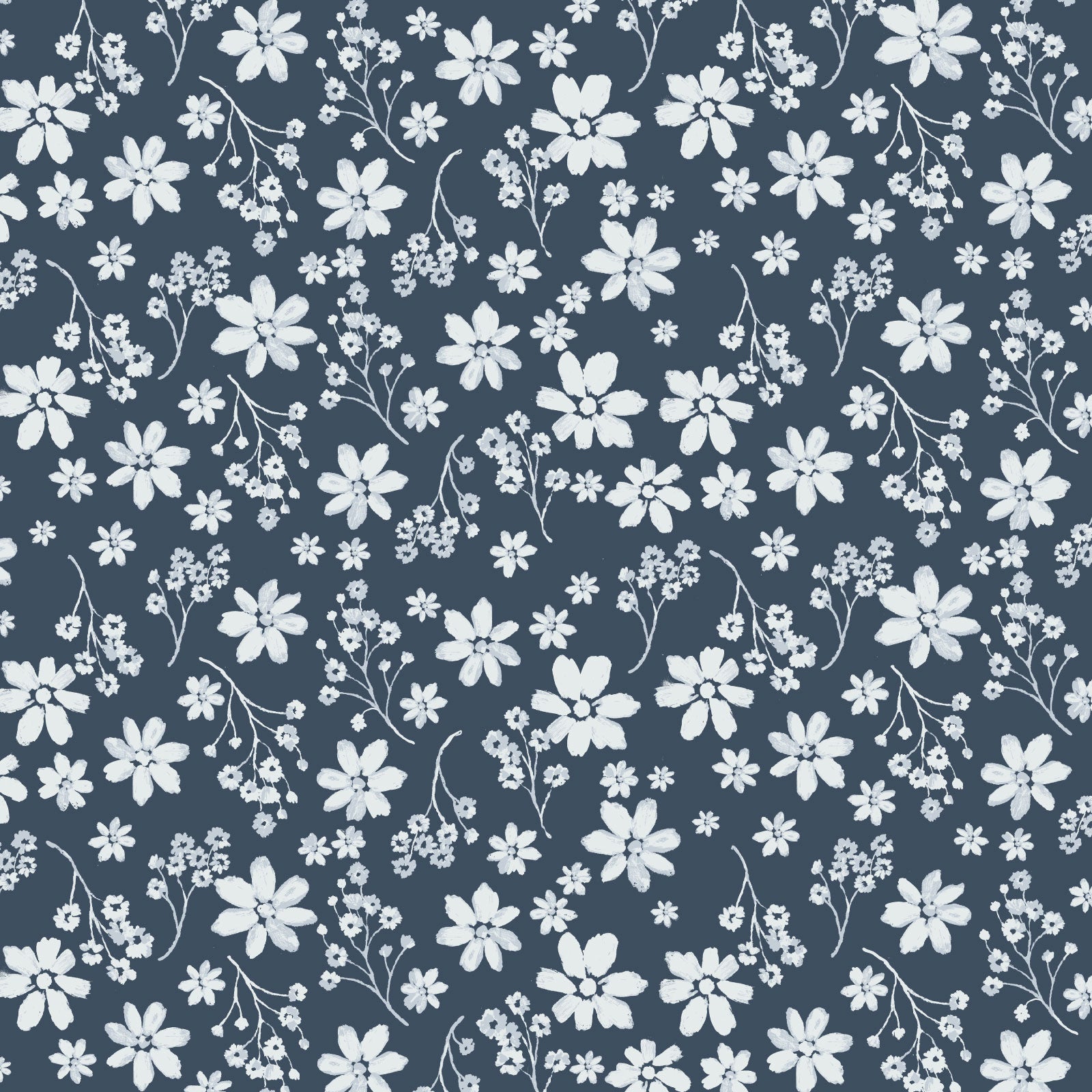 Zoe Floral Fabric in Navy