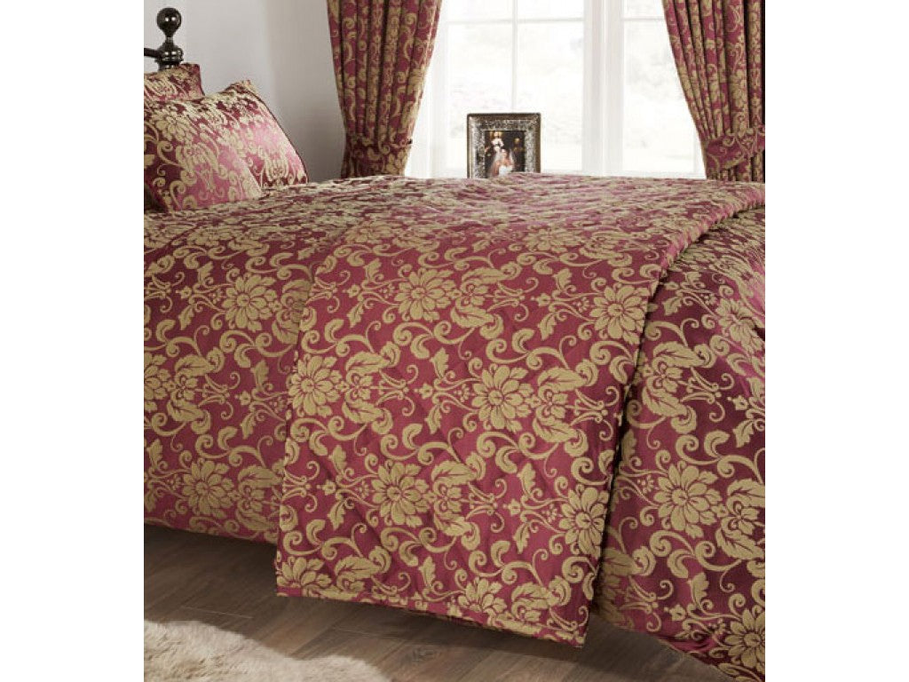 Vantona Como Jacquard Floral Design Duvet Cover Set Berry Home