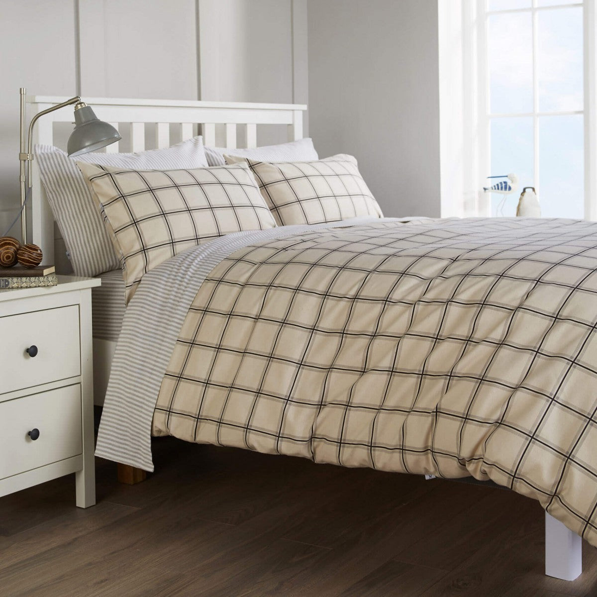 Vantona Easy Living Flannelette Oban Duvet Cover Set Natural