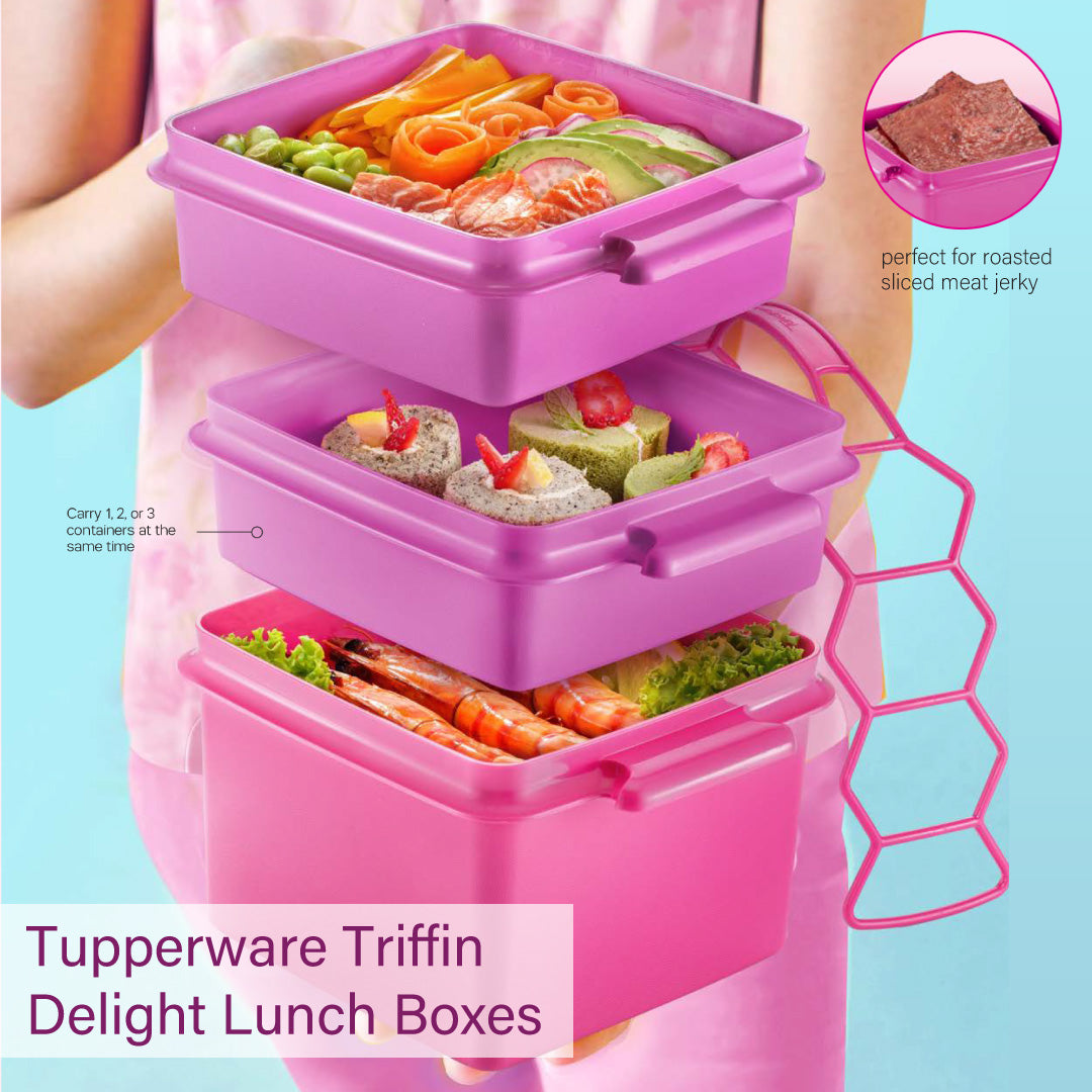 Tupperware Triffin Delight Pink Lunch Boxes | Picnic Lunchboxes