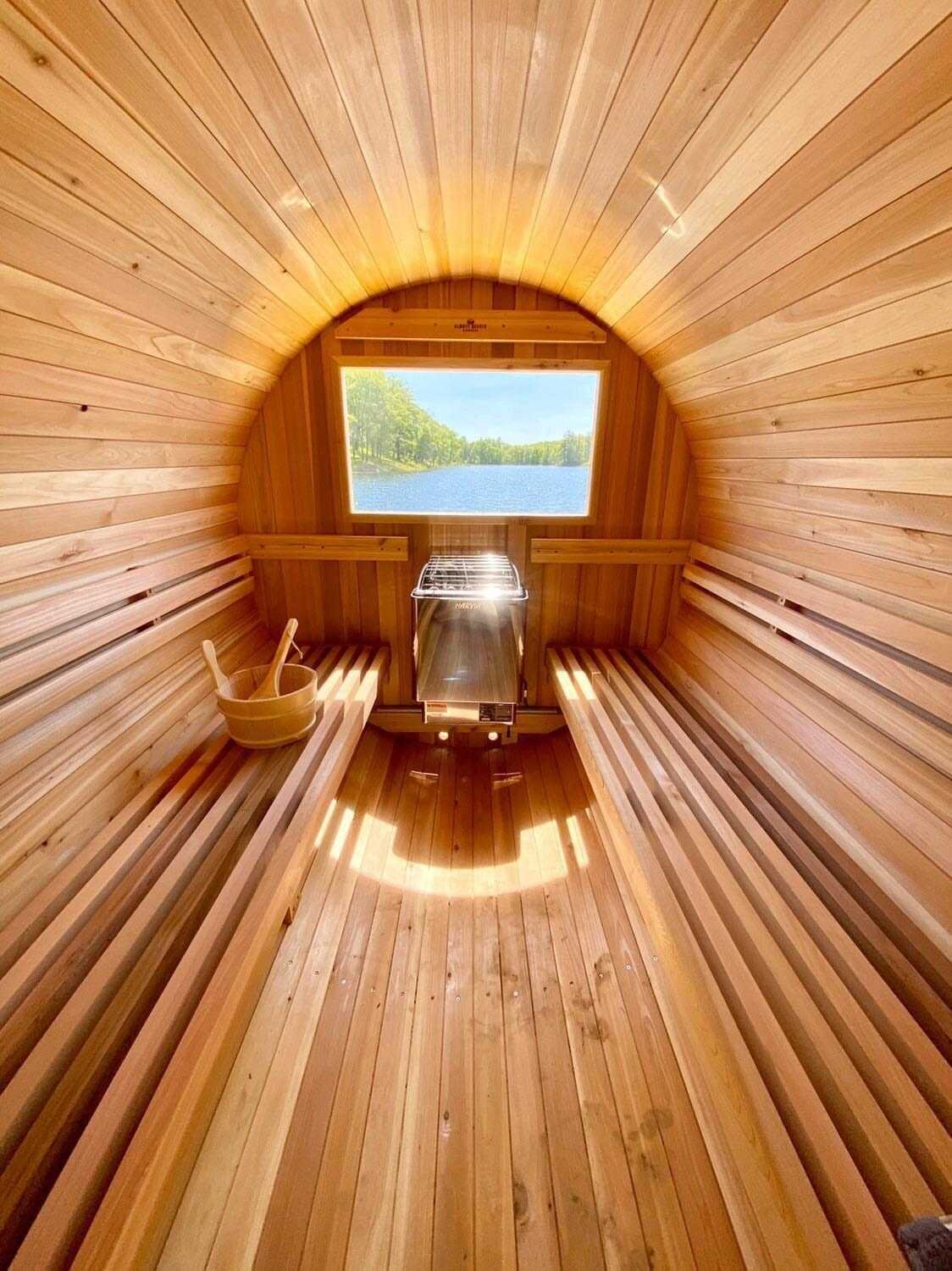 Barrel Sauna with lake view