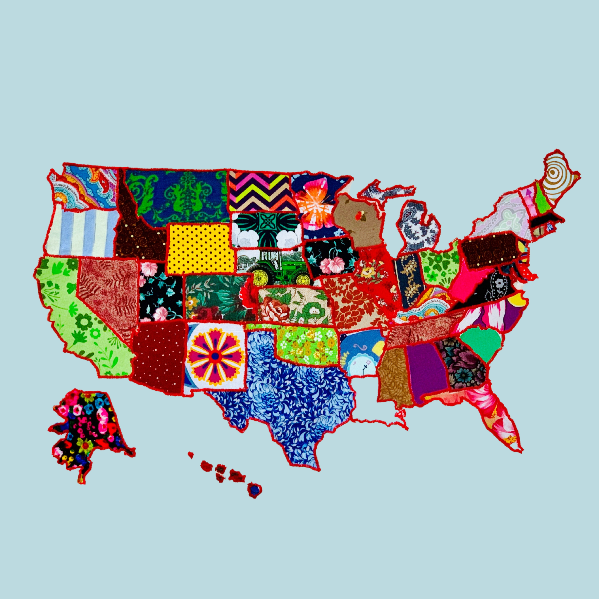 scrap fabric us map