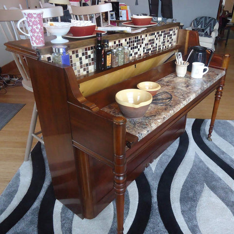 up-cycled piano into KITCHEN counter  