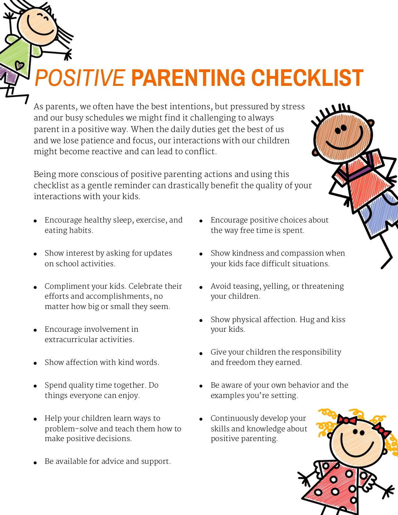 Positive Parenting Worksheets