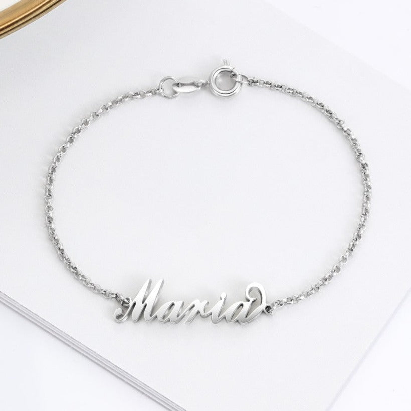 custom silver name bracelets