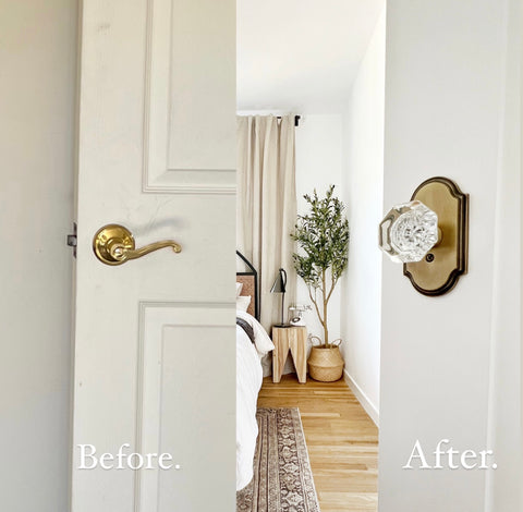 Before and after door knobs