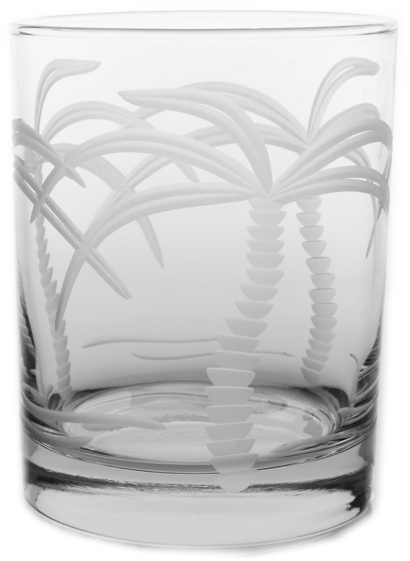 Rolf Glass Palm Tree 17 oz. Stemless Wine Glass (Set of 4)