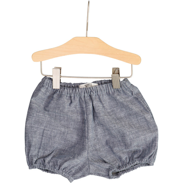 Blue Cotton Slub Heirloom  Shorts