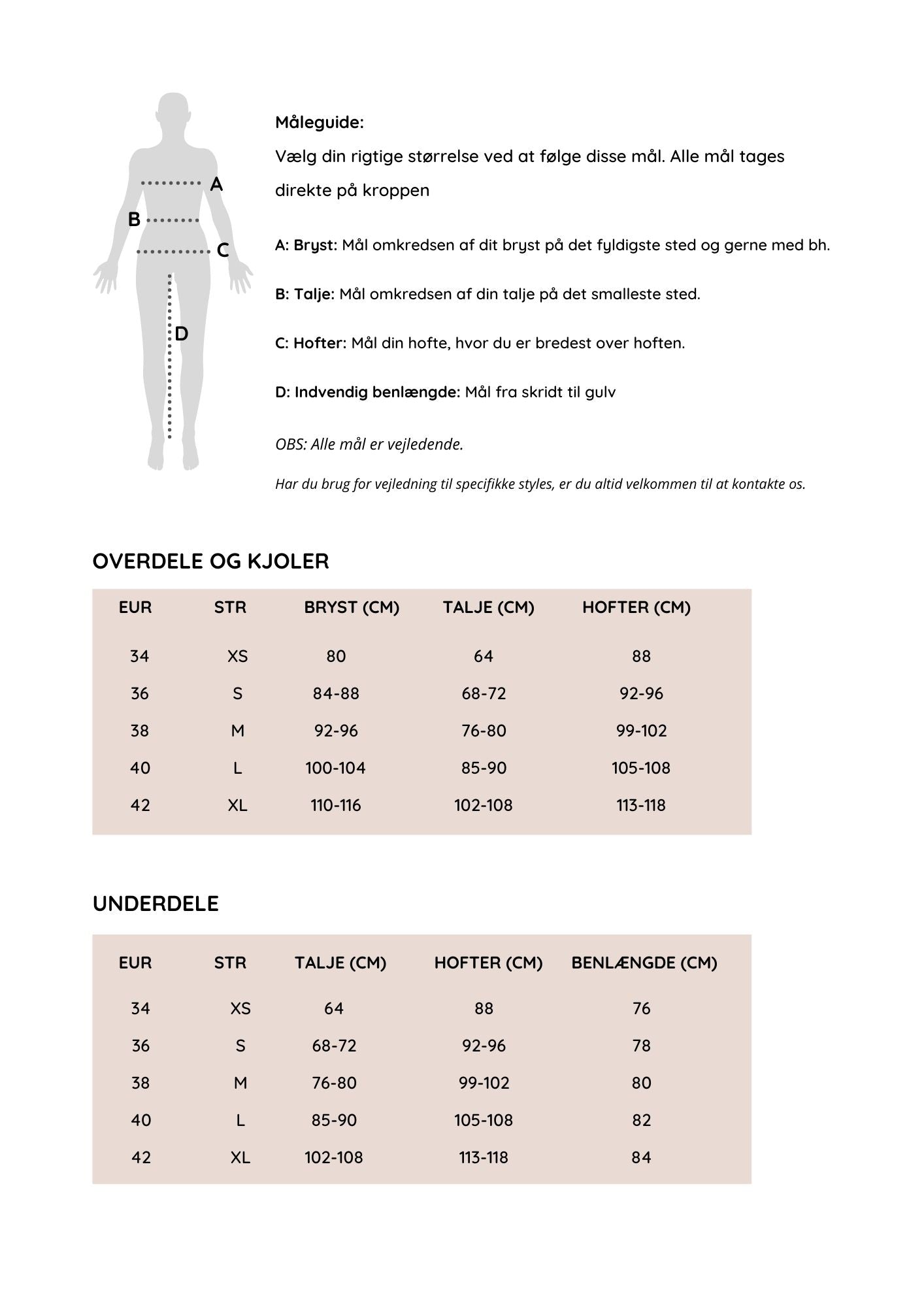 Diskurs falanks Børnehave Størrelsesguide – A-VIEW