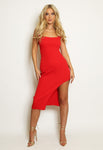 Ribbed Stretchy Slit Knit Sleeveless Bodycon Dress by Storm Desire