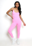 Neon Pink Strappy Unitard Jumpsuit Activewear - Myla