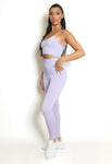 Lilac Strap Crop Top & Leggings Gym Set - Aurelia