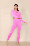 Pink Cut Out Top And Push Up Legging Gym Set - Mina