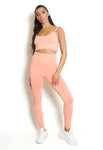 Coral Strap Crop Top & Leggings Gym Set - Aurelia