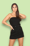 Black Cargo Belted Skort Playsuit - Elyse