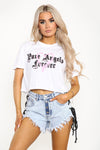 Lace Acid Wash Denim Blue Shredded Hot Pants   Opal