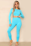 Blue Cut Out Top And Push Up Legging Gym Set - Mina
