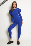 Royal Blue Ribbed Knitted Ruffle Jumper & Legging Set - Lacey