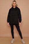 Black Oversized Split Sides Hoodie & Ribbed Leggings Co-ord - Shelly