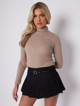 Black Pleated Mini Belted Tennis Skort - Shay