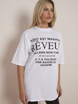 White Reveur Printed Oversized T shirt   Lilyana