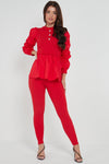 Red Shirt Jumper Two Piece Loungewear Set - Wynter